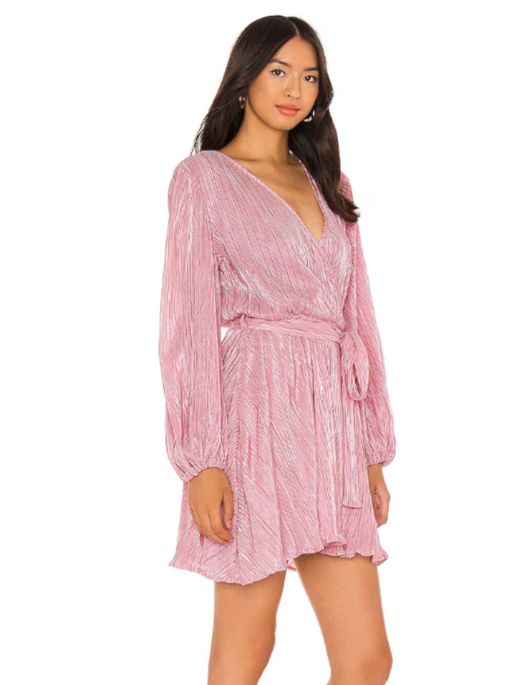 Bardot | Bellissa Pleat Mini Dress in Light Pink Shine